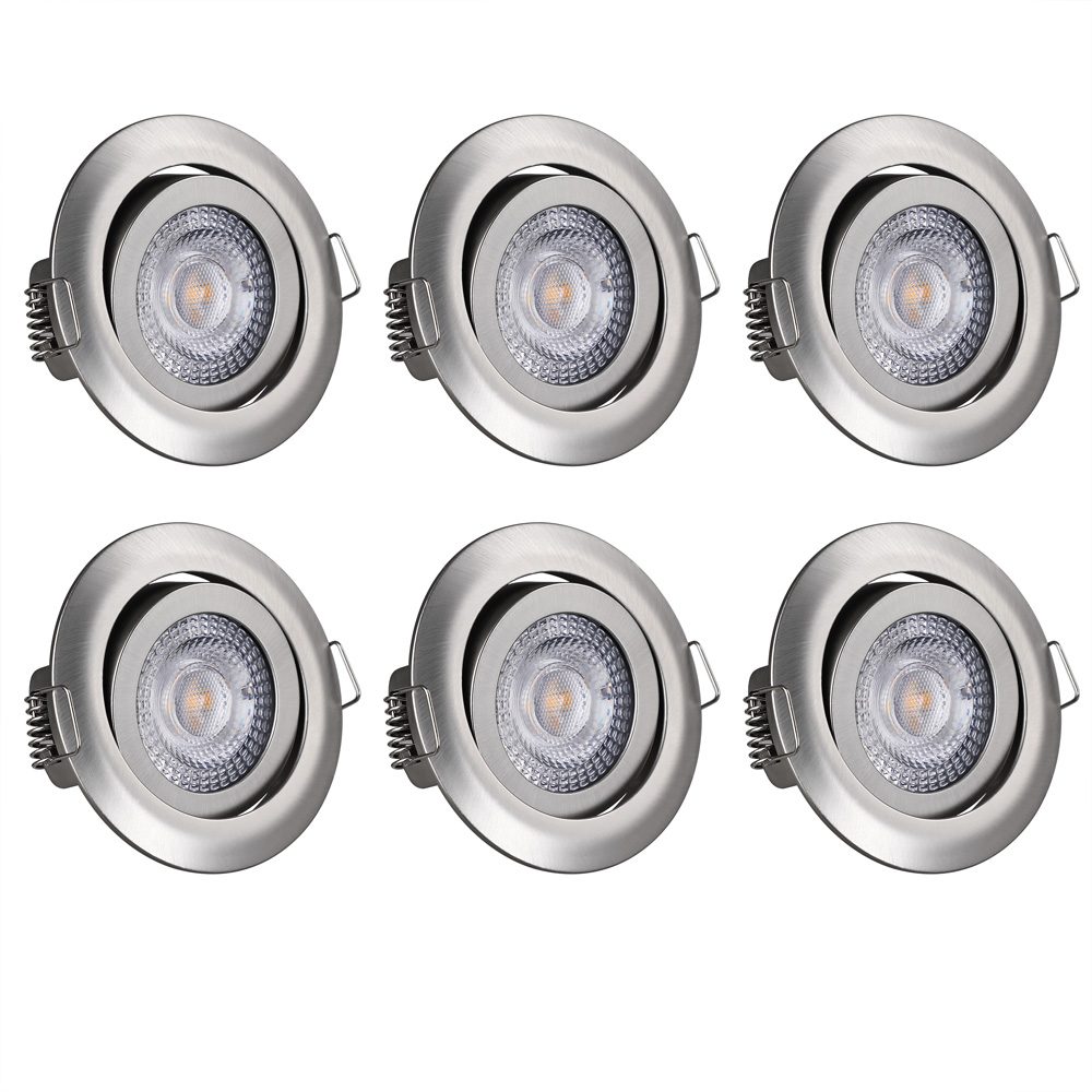 LED Einbauleuchte Krog 6er-Set Nickel