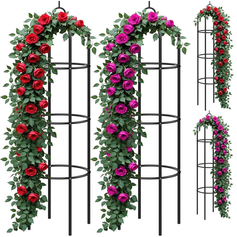 Rosensäule 4er-Set Schwarz 200x40cm