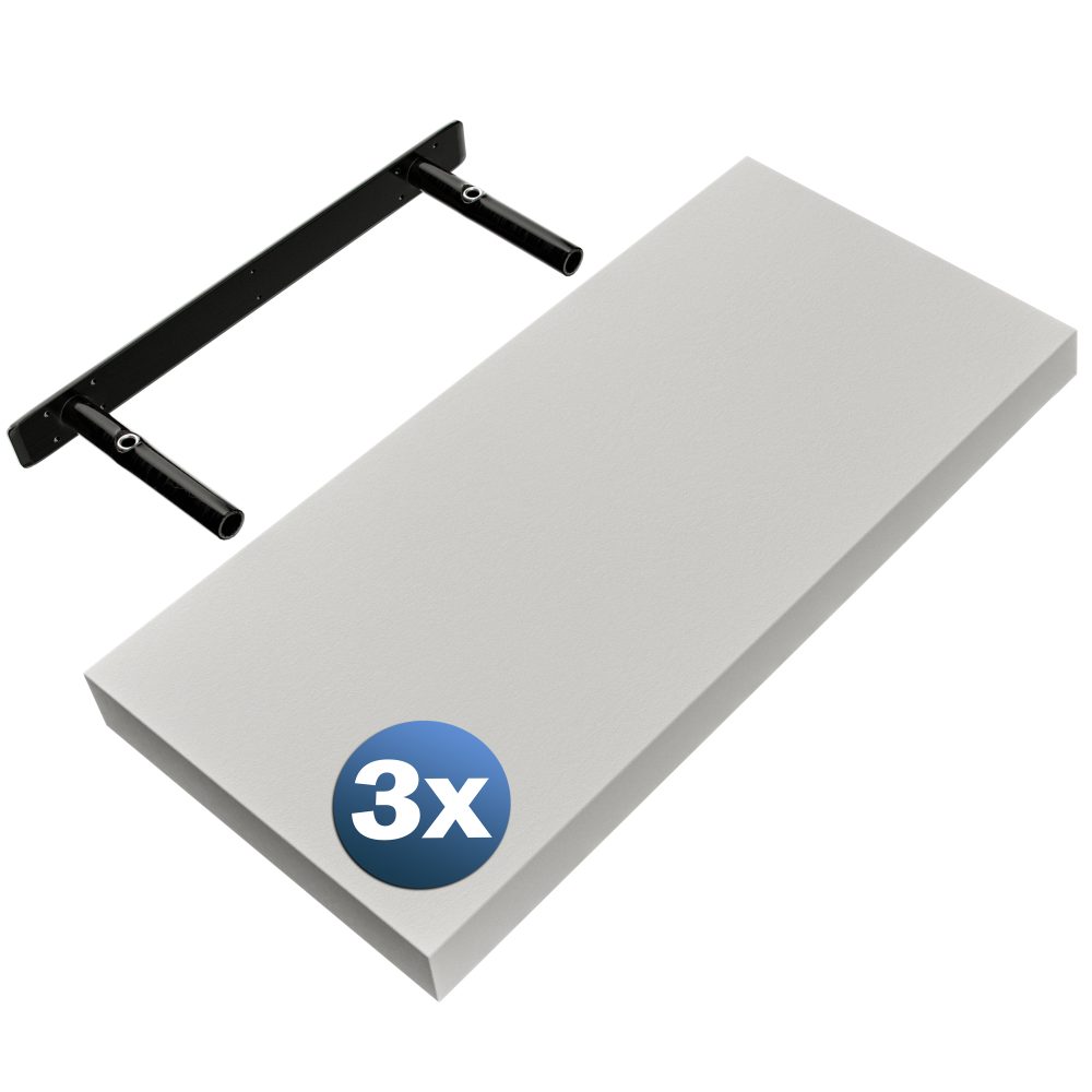 Wandregal Schweberegal 50cm 3er-Set Weiß + Halterung