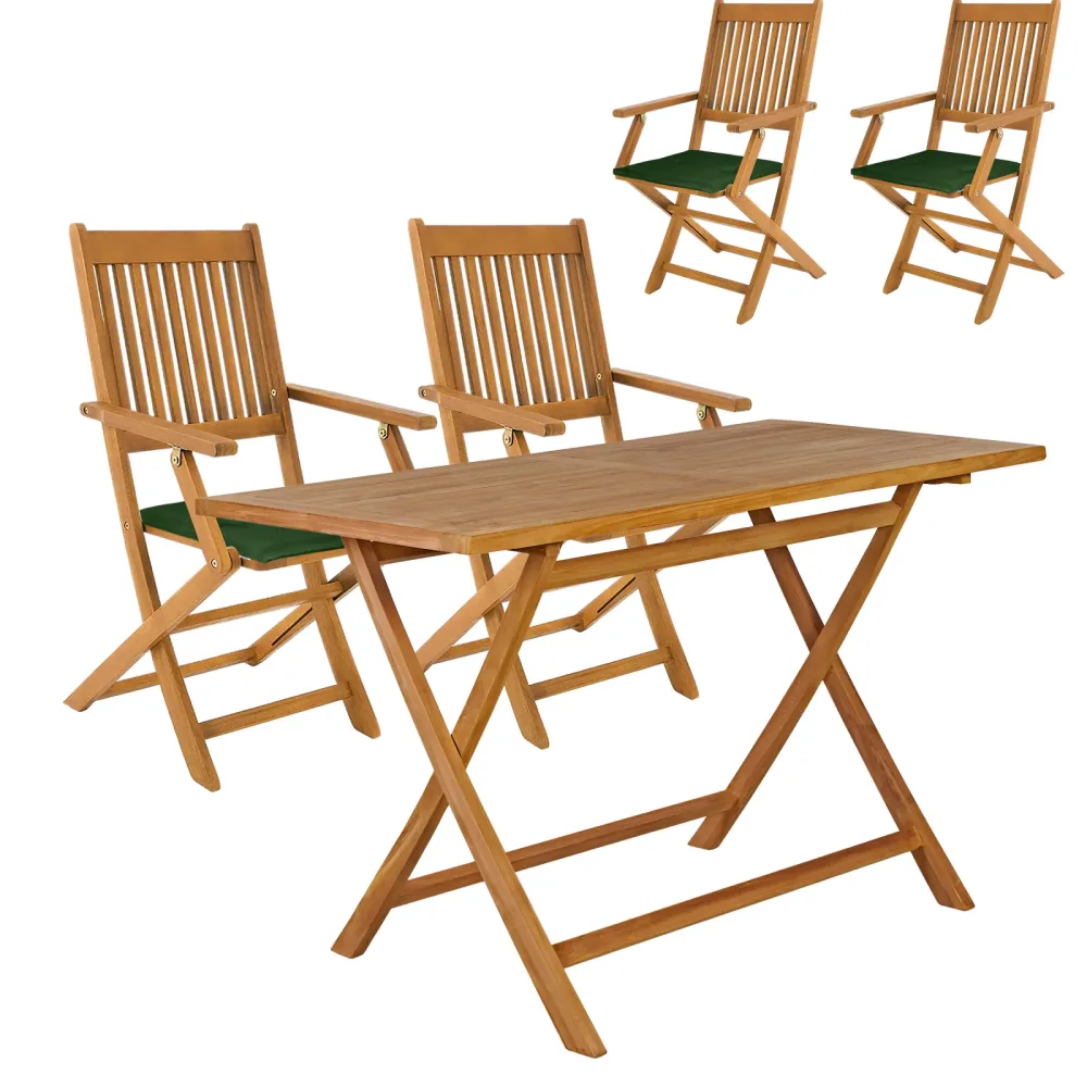 Garten-Sitzgruppe Bari 5-tlg Akazienholz FSC®-zertifiziert Sitzkissen Grün