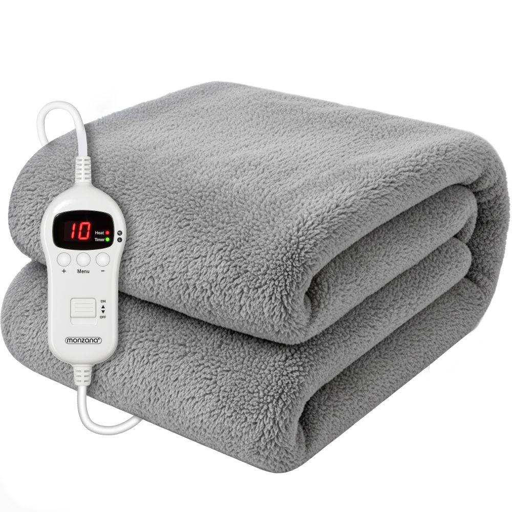 Heizdecke Fleece Grau 180x130cm
