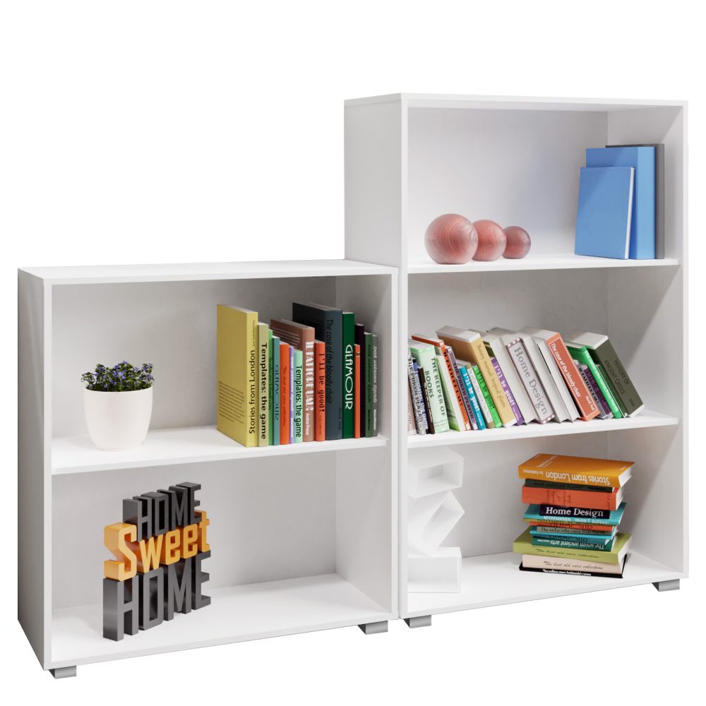 Bücherregal Vela 2er-Set Weiß 2+3 Fächer