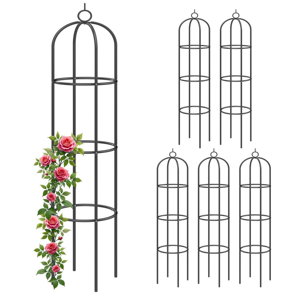 Rosensäule 6er-Set Schwarz 200x40cm