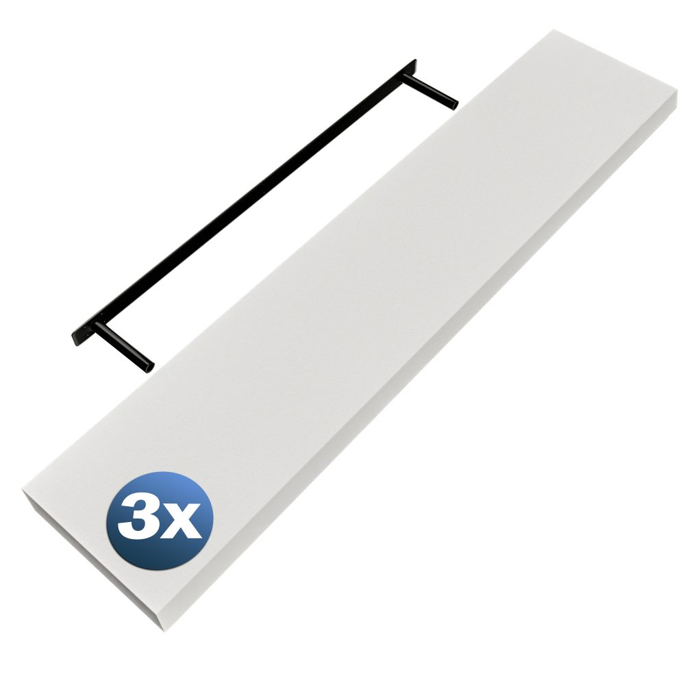 Wandregal Schweberegal 110cm 3er-Set Weiß + Halterung