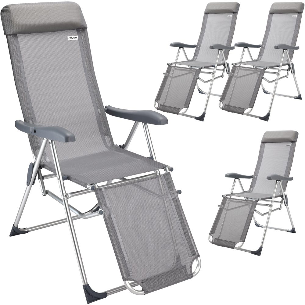 Gartenstuhl Hochlehner 4er-Set Grau Alu