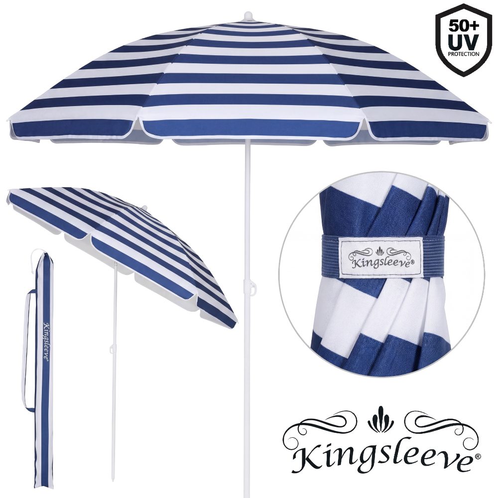Sonnenschirm Cyprus Blau/Weiß 180cm UV-Schutz 50+ Neigefunktion