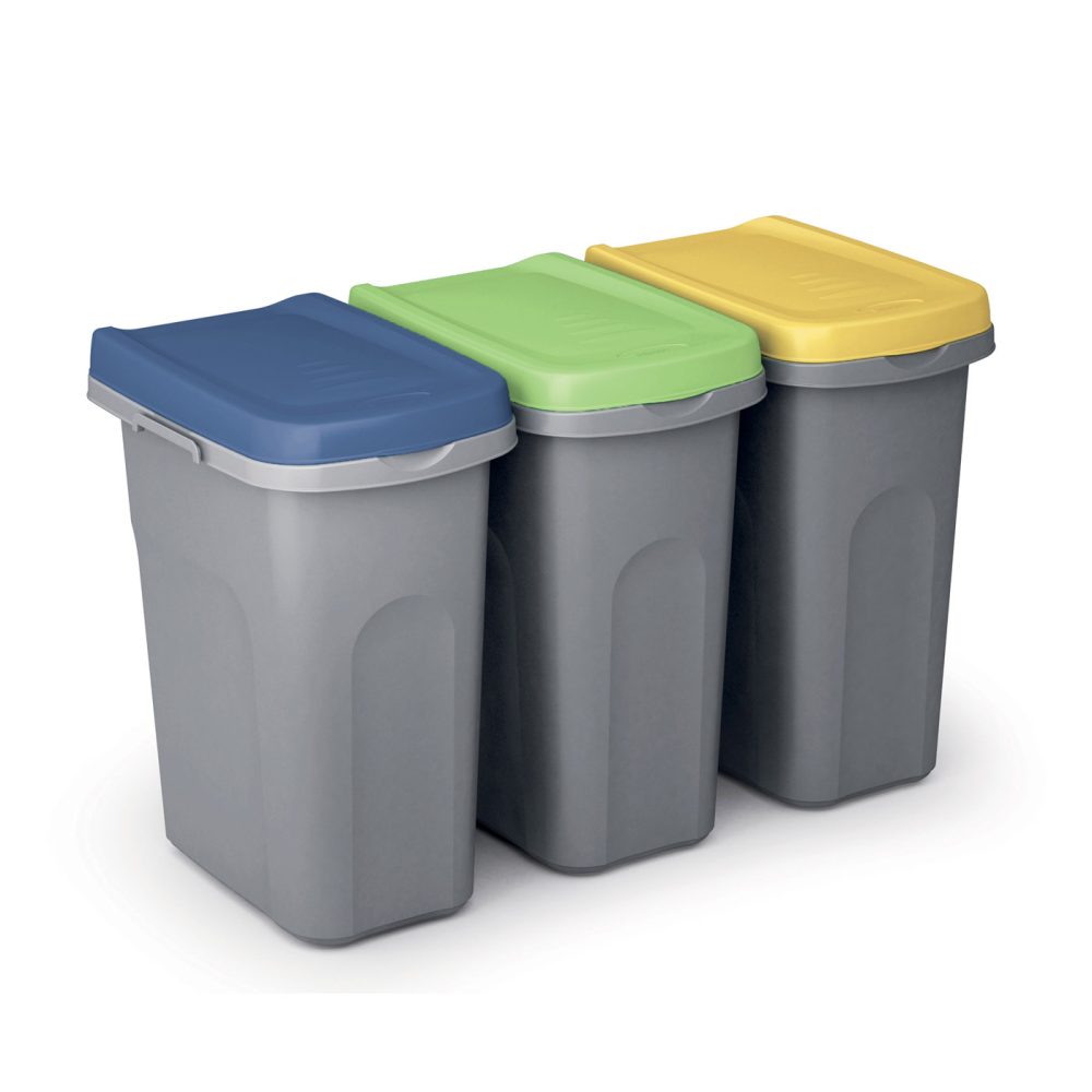 Mülleimer 3er-Set Kunststoff 25L