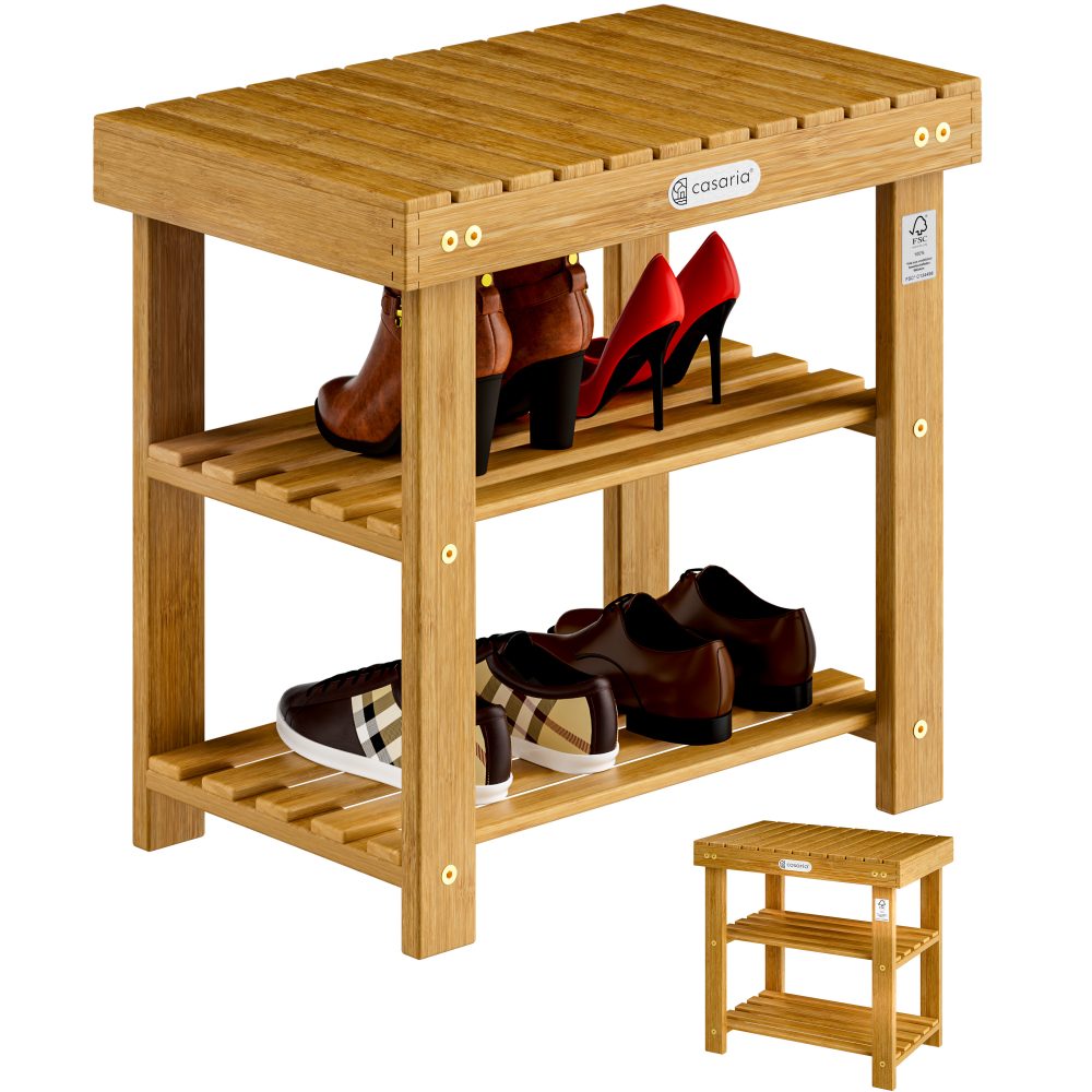 Schuhregal 2in1 Akazienholz FSC®-zertifiziert 50x33x46cm