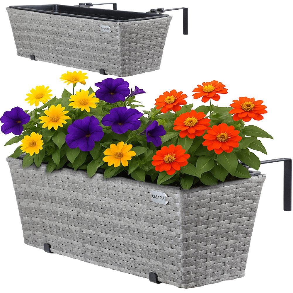 Polyrattan Blumenkasten 2er-Set Grau