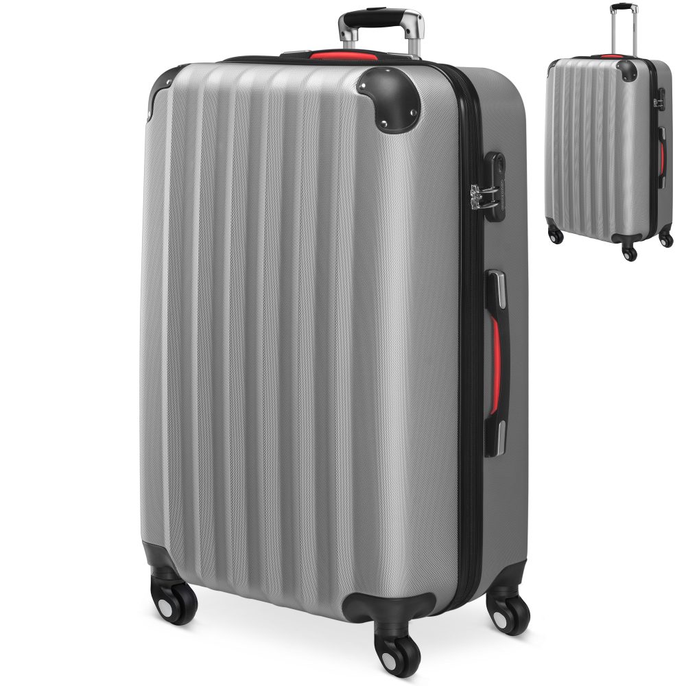 Hartschalenkoffer XL Rollen 360º Reisekoffer 90L Silber ABS