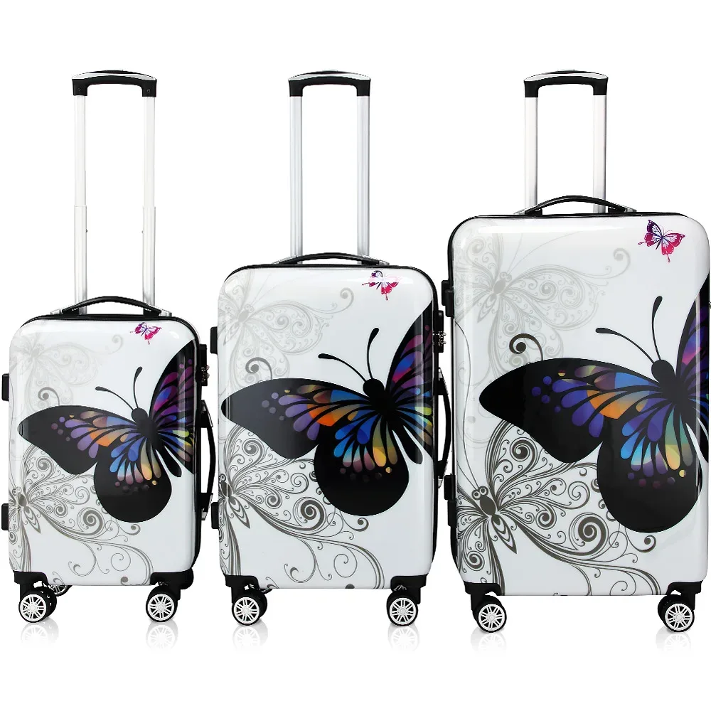 Hartschalenkoffer-Set Butterfly 3-tlg Polycarbonat