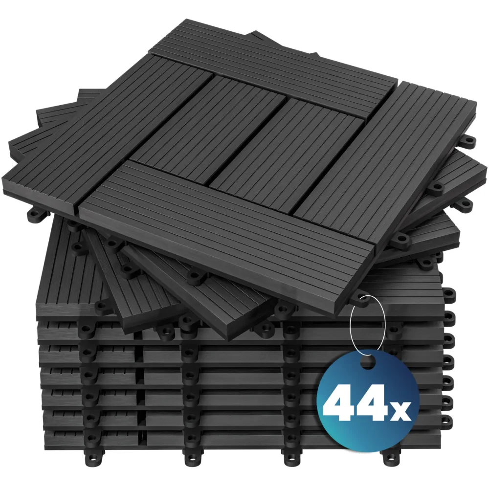 WPC Fliesen 44er-Set Mosaik Anthrazit - 30x30cm