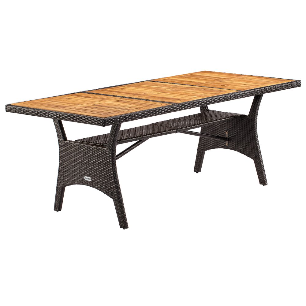 Polyrattan Gartentisch Takeo Braun 190x90x74cm Akazie