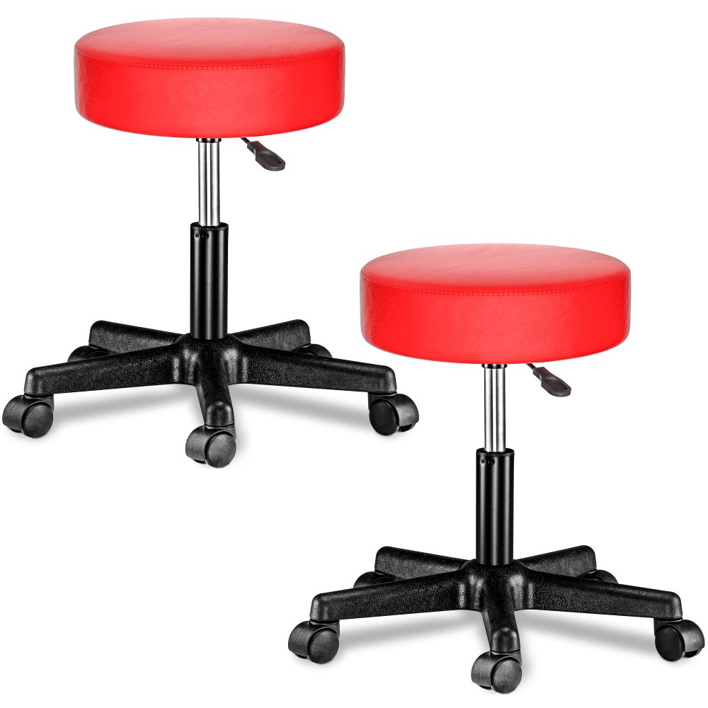 Rollhocker Kunstleder 2er-Set Rot 360° drehbar