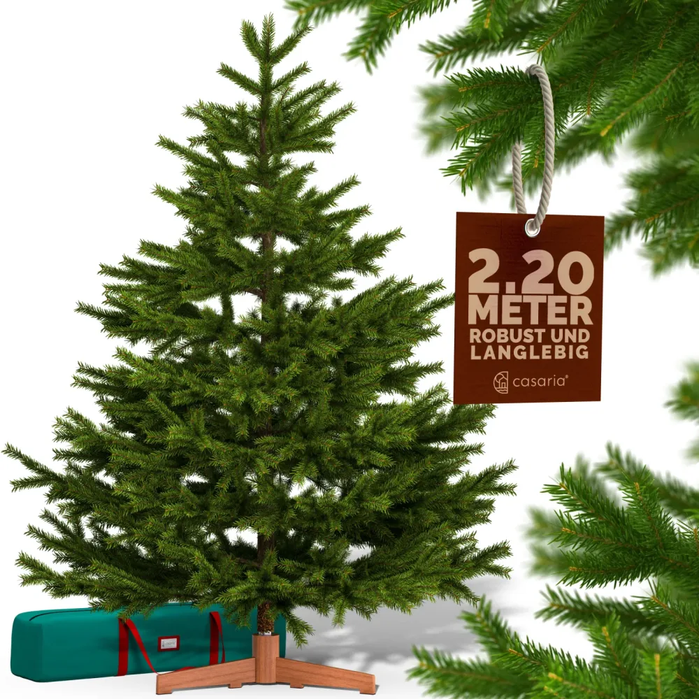 Künstlicher Weihnachtsbaum Premium 220cm PE / PVC mit Holzständer FSC®
