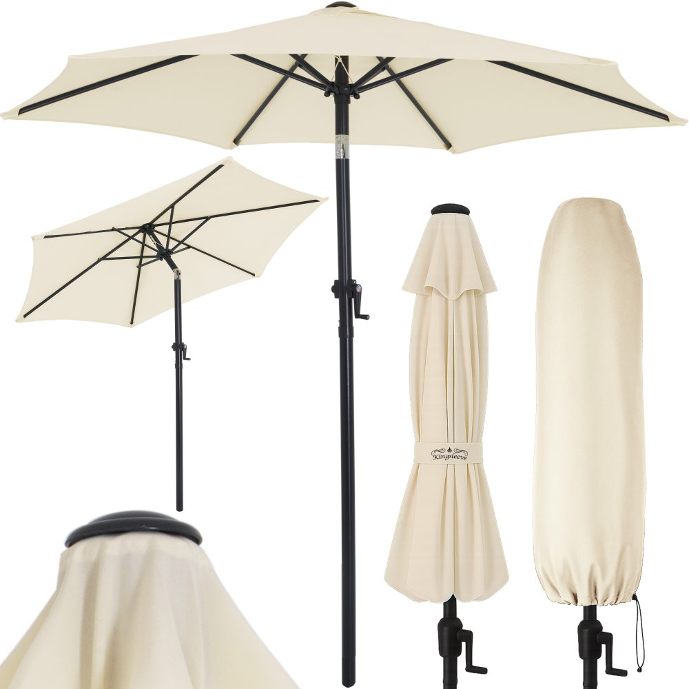 Sonnenschirm Fiji Beige Ø200cm UV-Schutz 80+ mit Kurbel