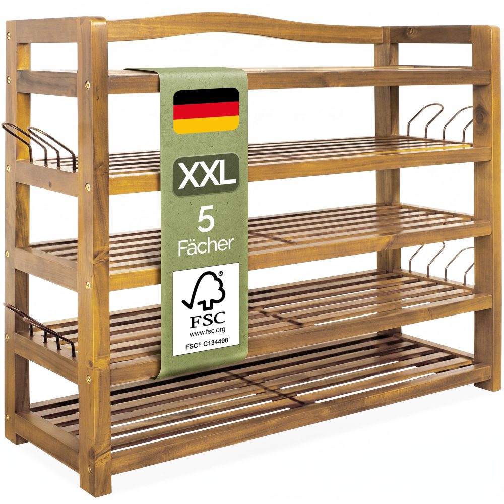 Schuhregal Akazienholz 95x26x82cm
