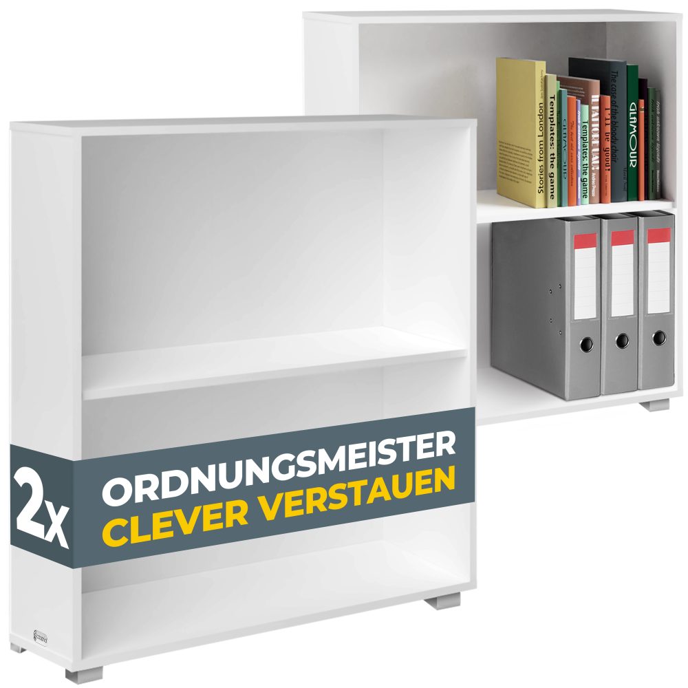 Bücherregal Vela 2er-Set Weiß 2 Fächer
