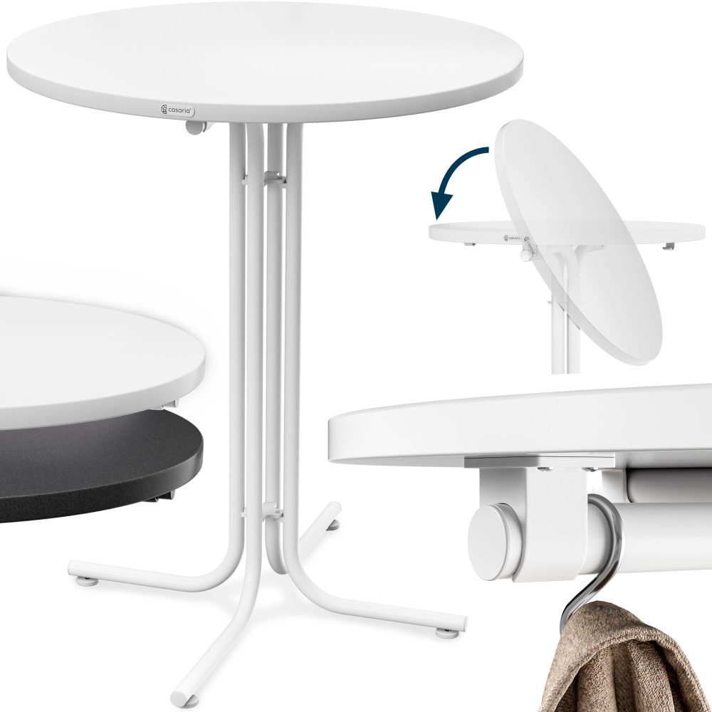 Stehtisch Weiß Ø80x110cm klappbar Outdoor höhenverstellbar bis 100kg