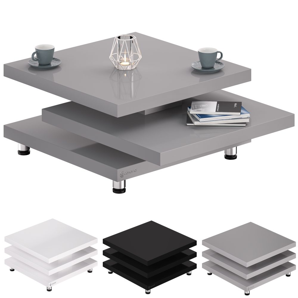 Couchtisch New York Grau 72x72cm verstellbar