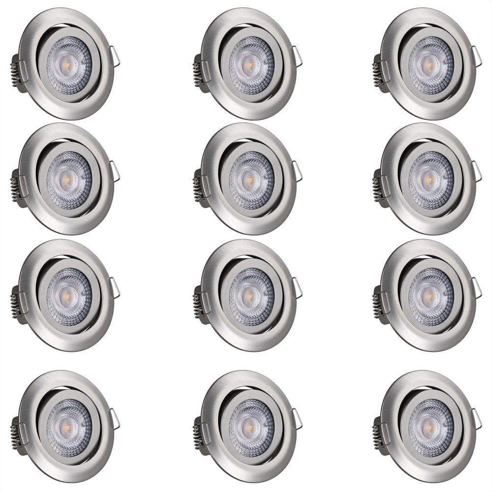 LED Einbauleuchte Krog 12er-Set Nickel