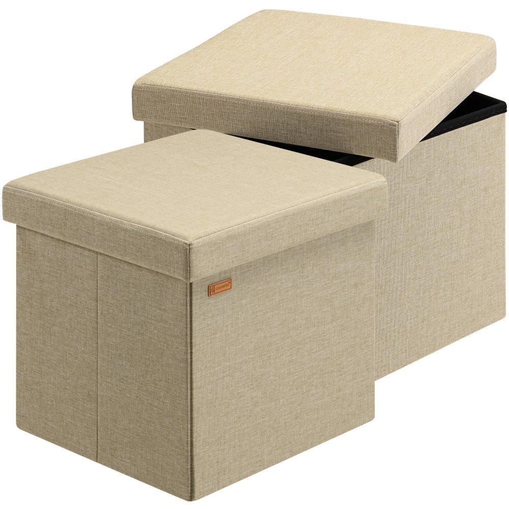 Sitzhocker 2er-Set Beige 38x38x38cm faltbar