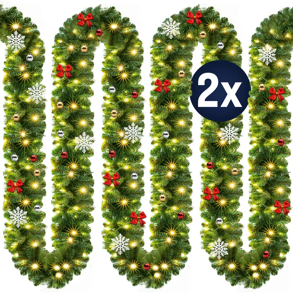 Weihnachtsgirlande 5m 2er-Set In-/Outdoor geschmückt