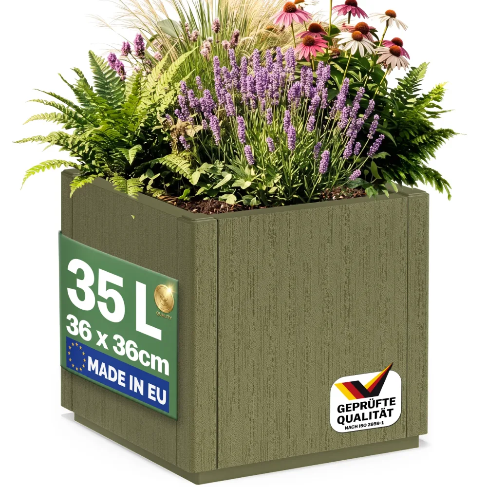 Blumentopf Ethica Olivgrün Kunststoff 36x36x35cm