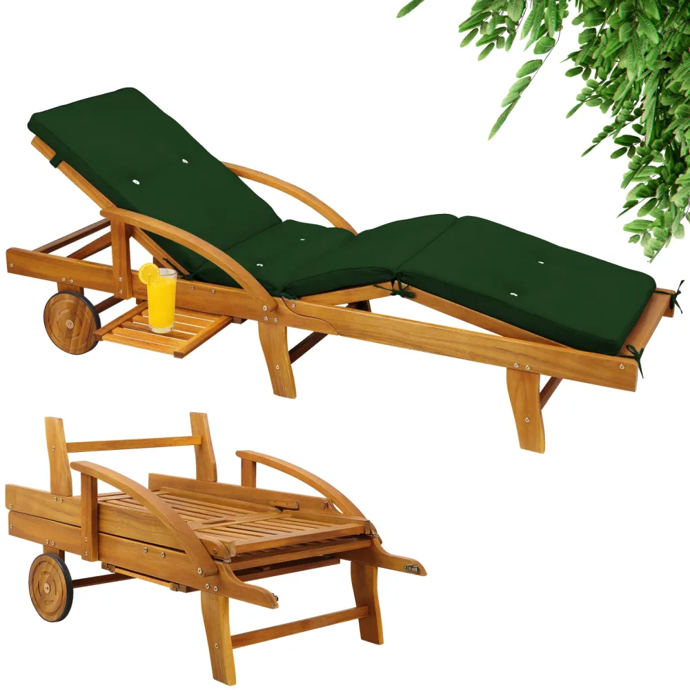 Gartenliege Tami Sun® Akazie inkl Auflage Grün