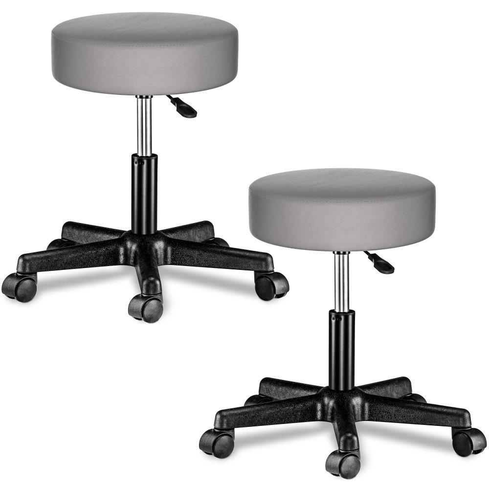 Rollhocker Kunstleder 2er-Set Grau 360° drehbar