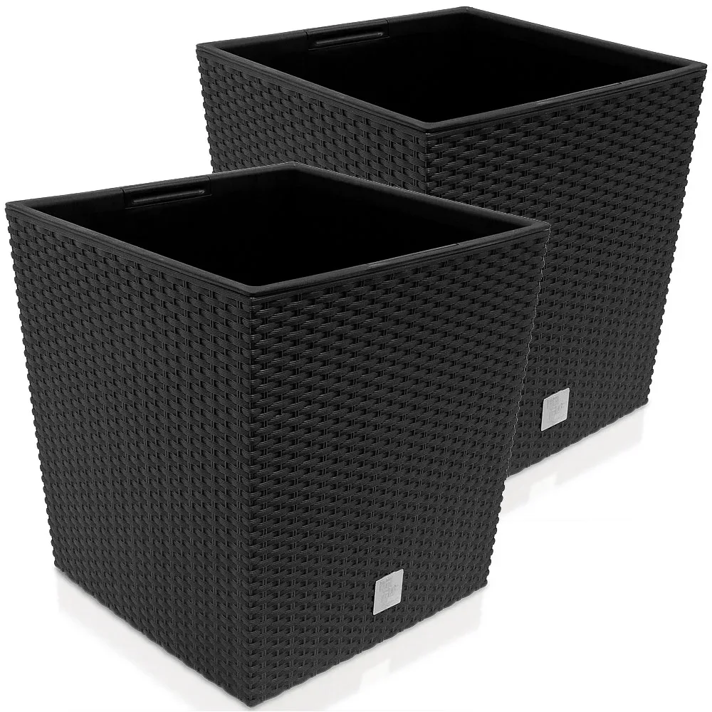 Blumentopf Rato Low 2er-Set Anthrazit 39x39x40,5cm