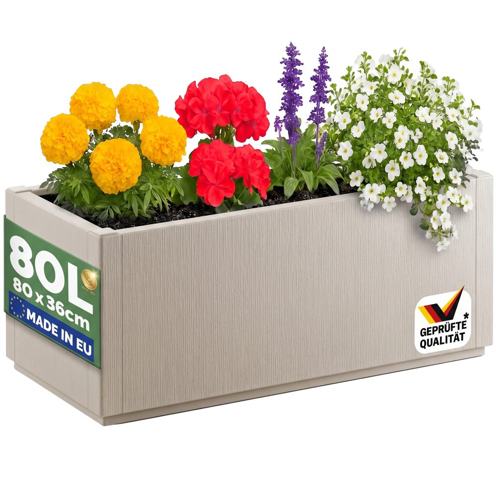 Blumentopf Ethica Kreideweiß Kunststoff 80x36x36cm