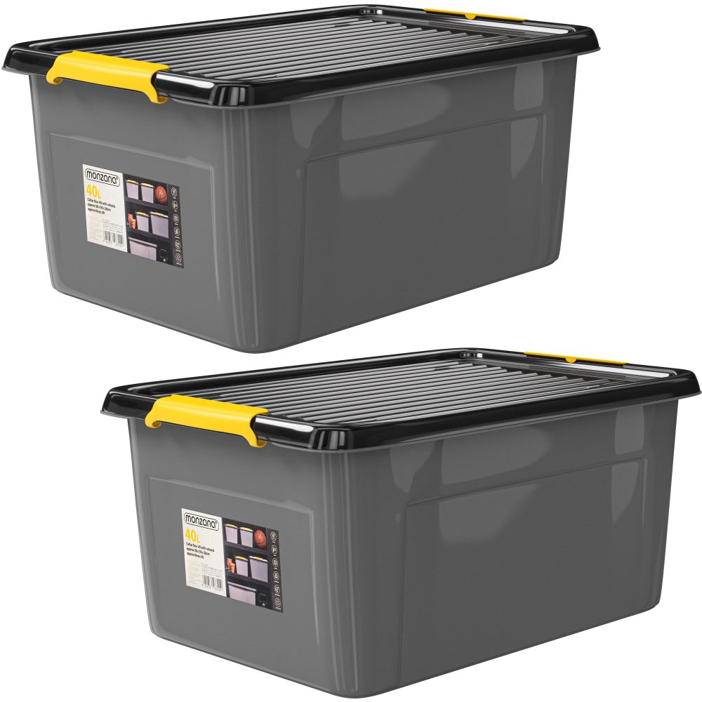 Aufbewahrungsbox 2er-Set Grau/Anthrazit 58x39x25cm stapelbar