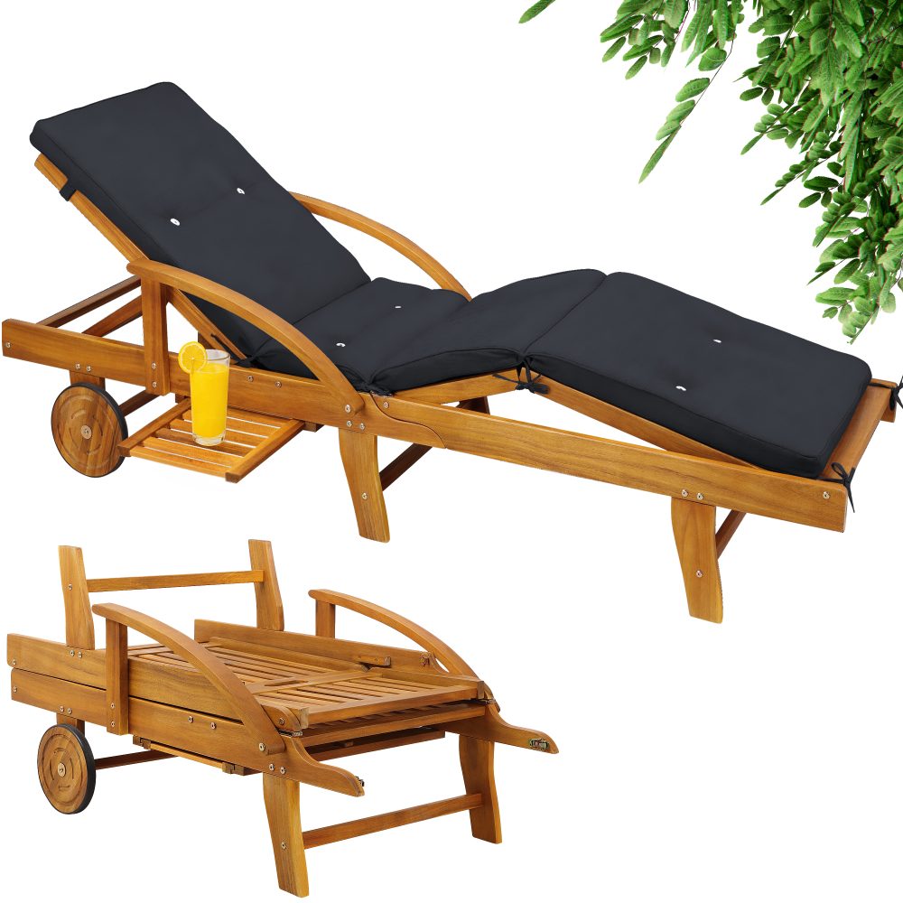 Gartenliege Tami Sun® Akazie inkl Auflage Anthrazit