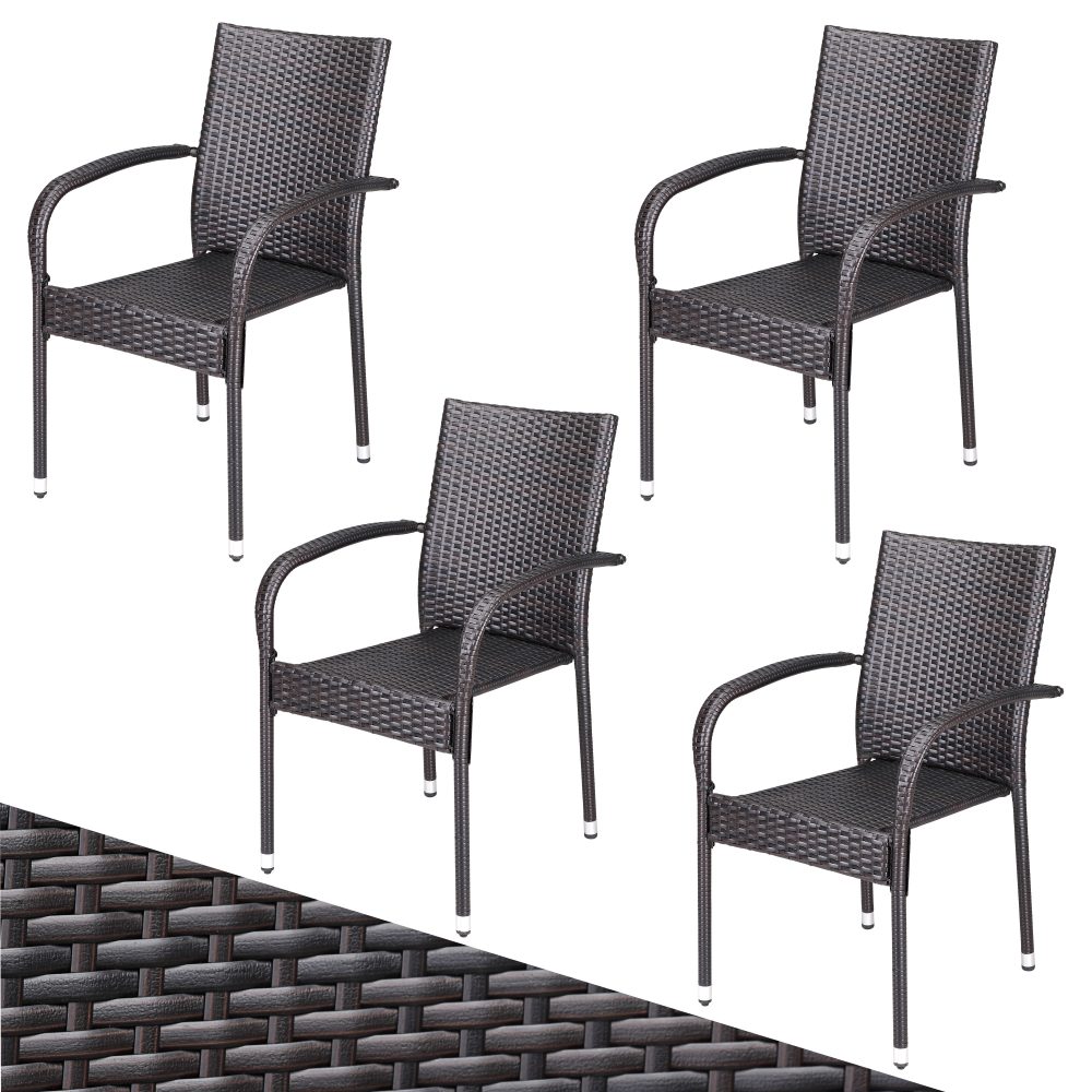 Polyrattan Stapelstuhl Comfort 4er-Set Braun