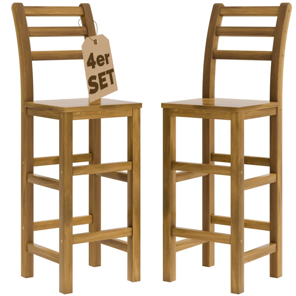 Barhocker 4er-Set Akazienholz