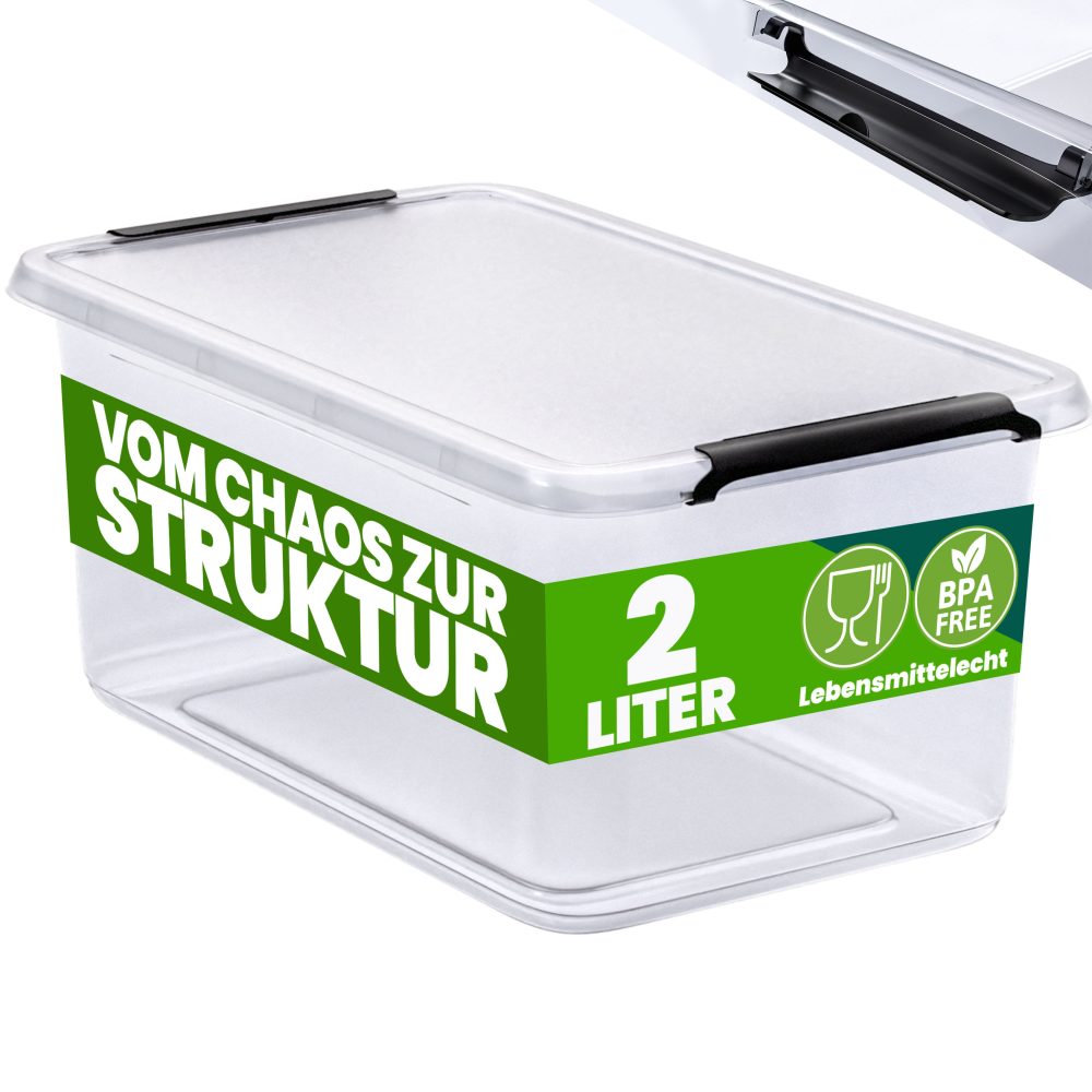 Aufbewahrungsbox 20x15x12cm 2L transparent stapelbar BPA-frei