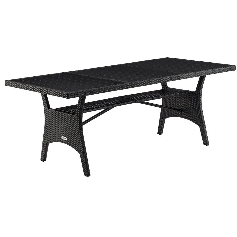 Polyrattan Gartentisch Takeo Schwarz 190x90x75cm WPC