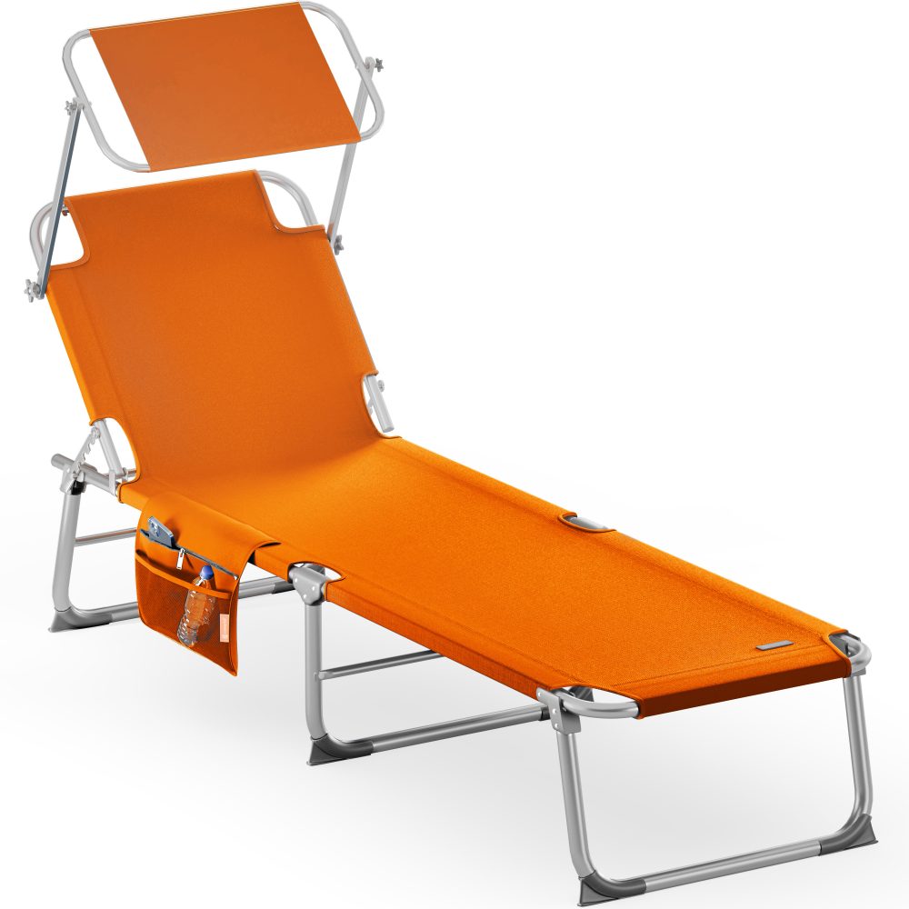 Gartenliege Ibiza Orange 190x59x29cm Alu Sonnendach