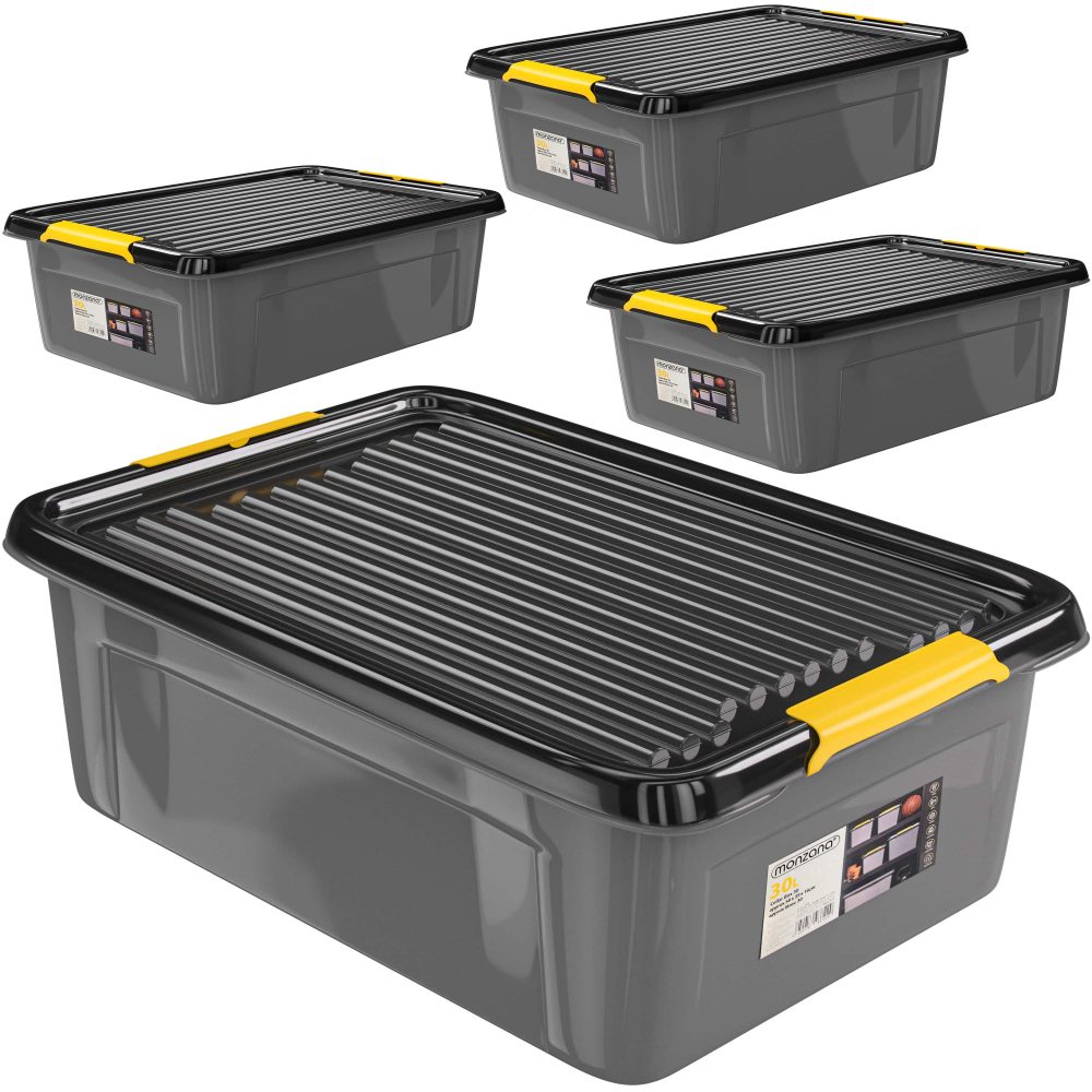 Aufbewahrungsbox 4er-Set Grau/Anthrazit 58x39x16cm stapelbar