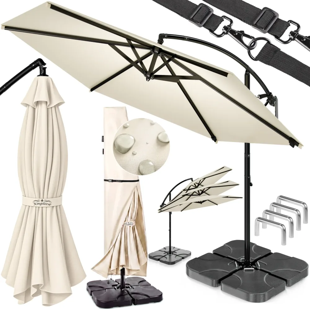 Ampelschirm Creme 350cm Komplettset inkl 4 Gewichte & Schutzhülle