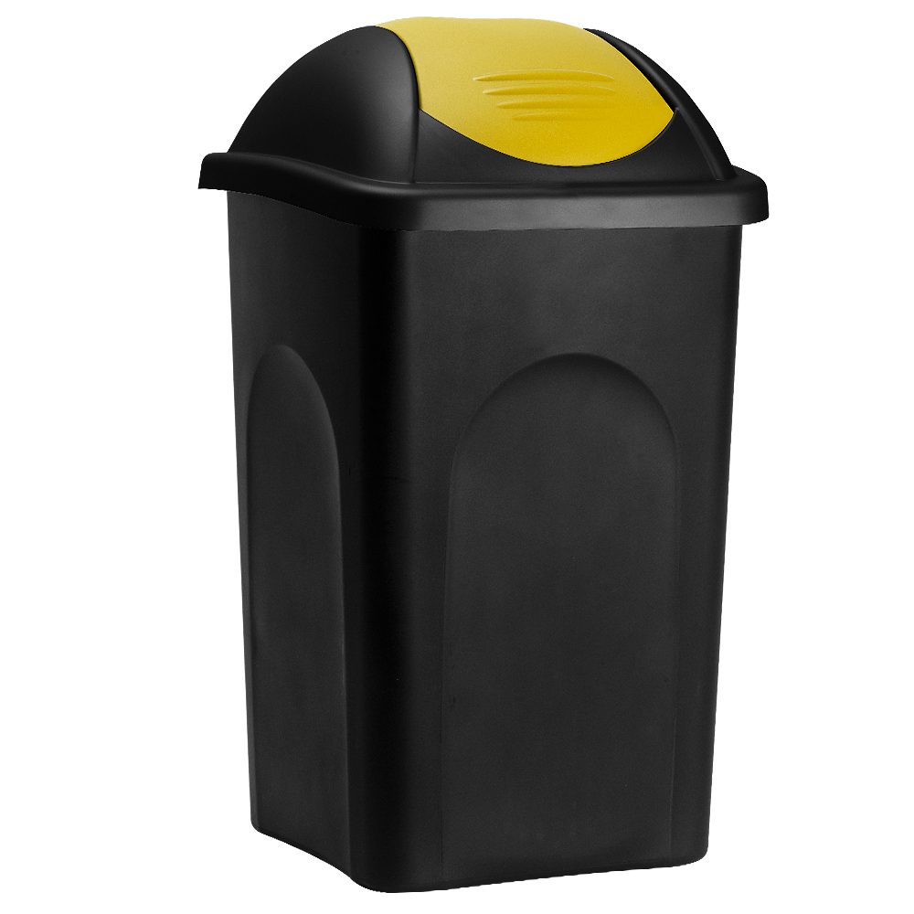 Mülleimer Schwarz/Gelb Kunststoff 60L