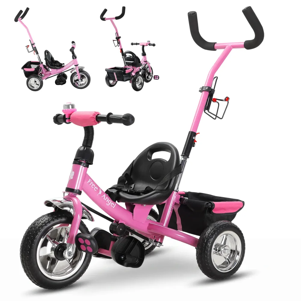 Kinderdreirad Free Angel Pink Metall Schiebestange