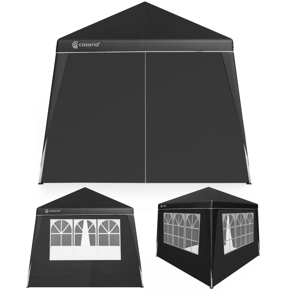 Faltpavillon Capri Schwarz 3x3m inkl 4 Seitenwänden UV-Schutz 50+