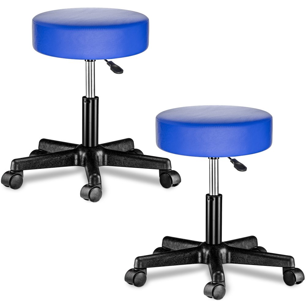 Rollhocker Kunstleder 2er-Set Blau 360° drehbar