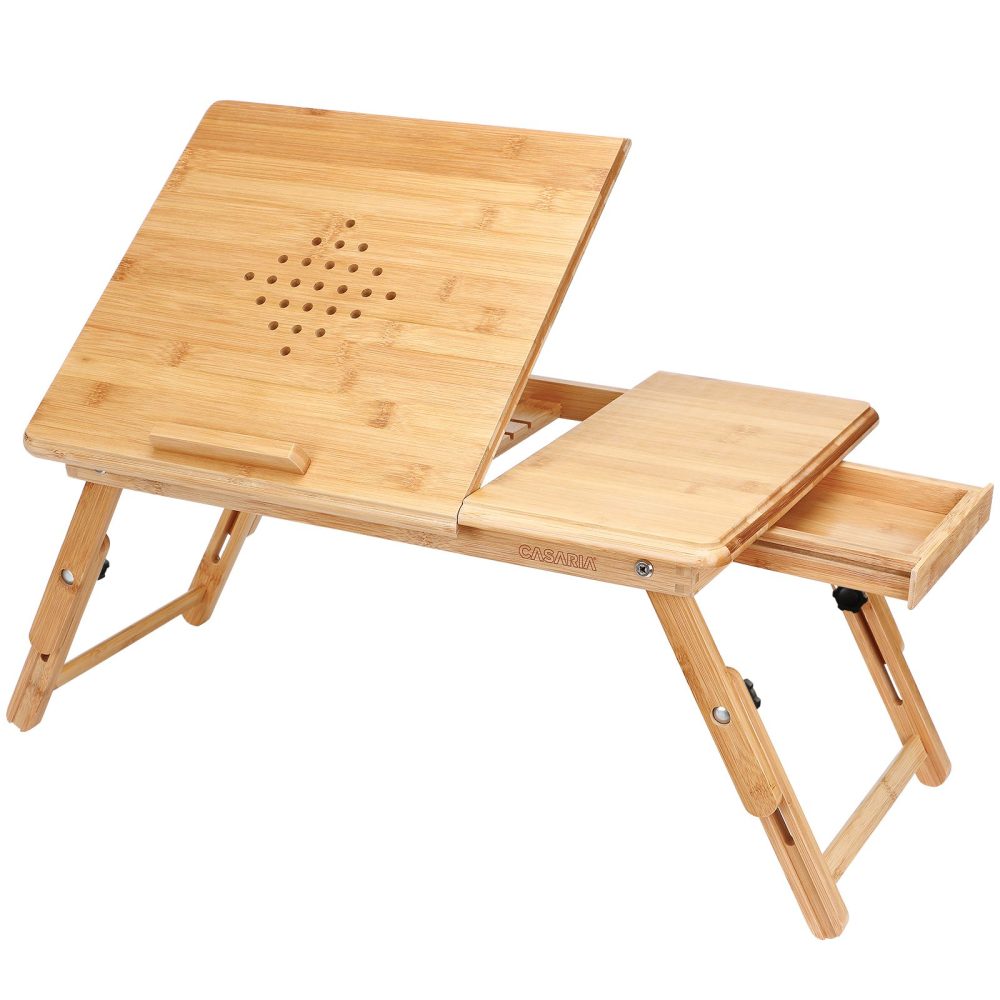 Laptoptisch Bambus 55x28x35cm Belüftungslöcher & Schublade