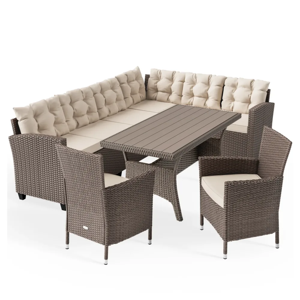 Polyrattan Ecklounge Creme/Beige inkl 2 Stühlen