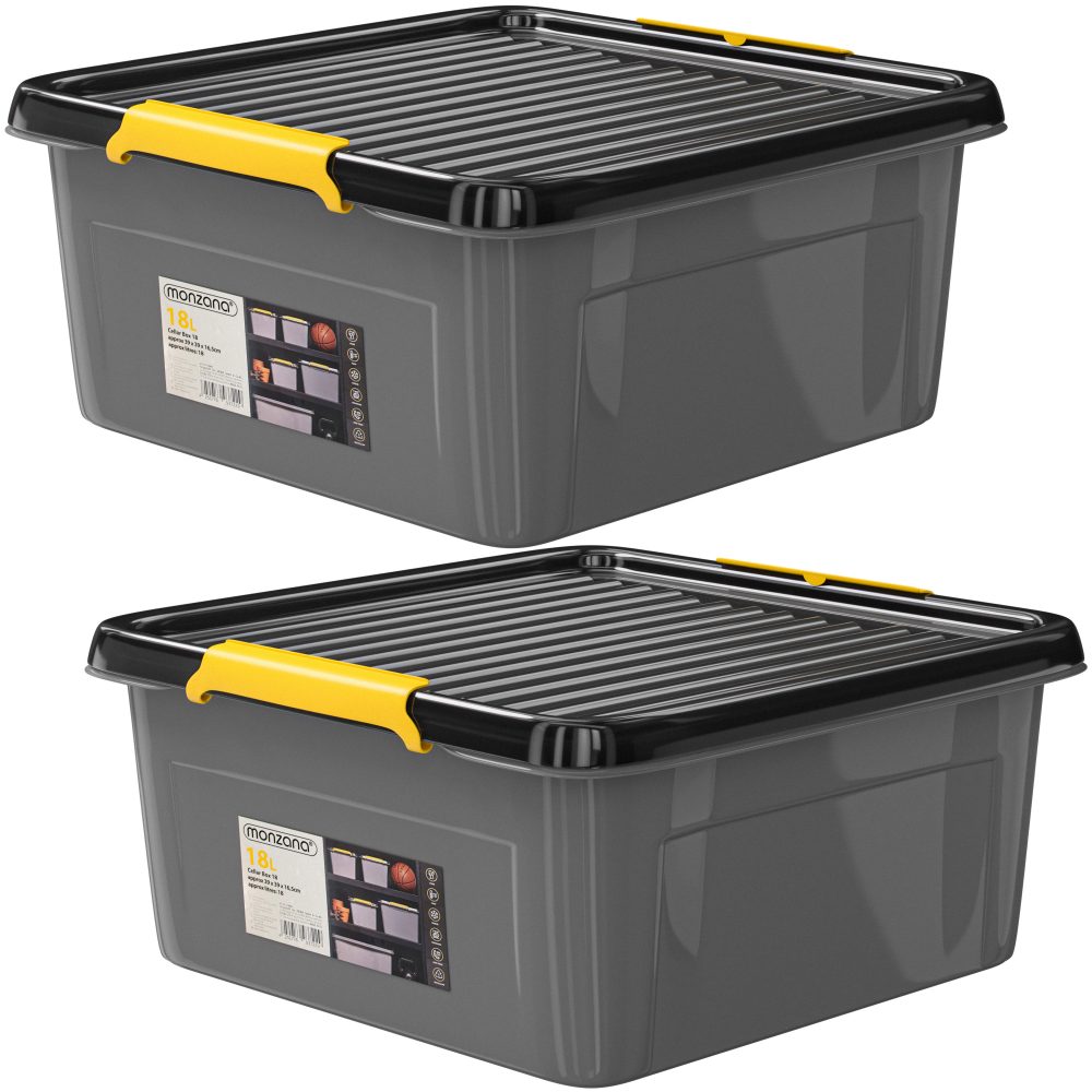 Aufbewahrungsbox 2er-Set Grau/Anthrazit 39x39x16cm stapelbar