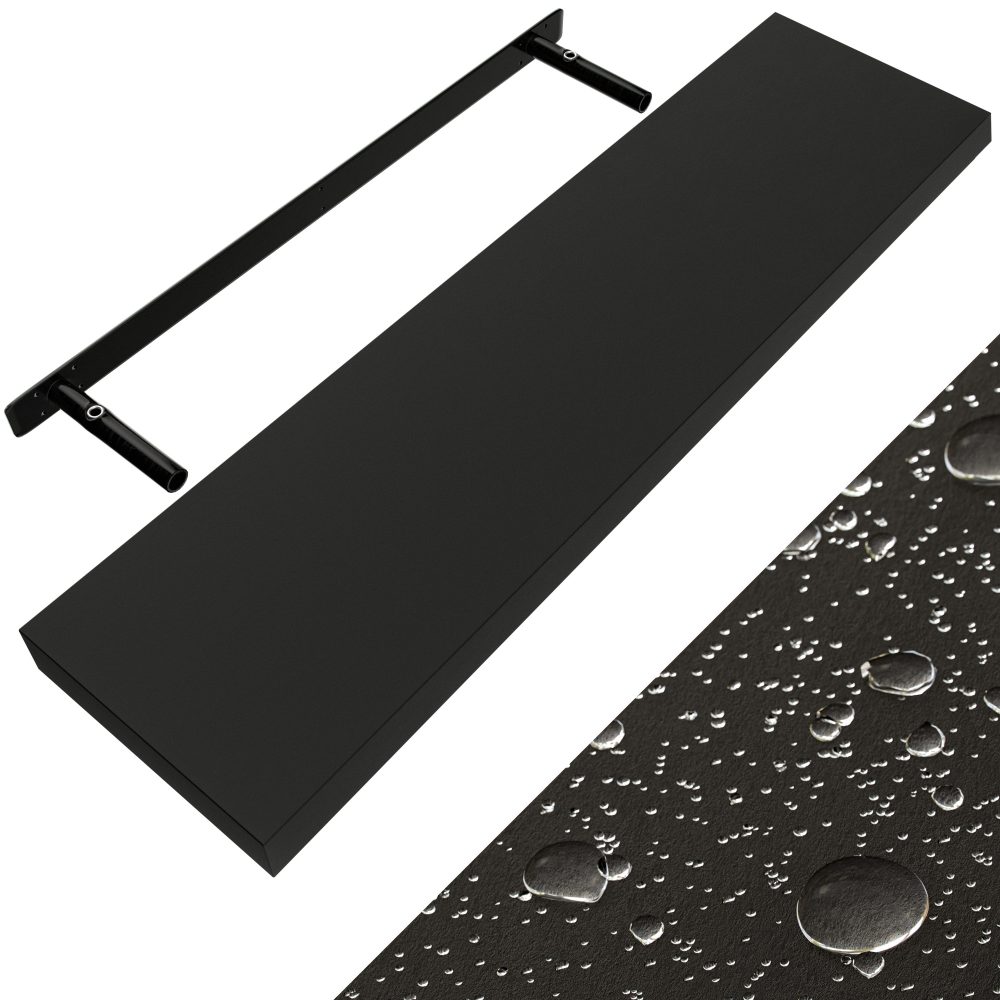 Wandregal Schweberegal 90cm Schwarz + Halterung
