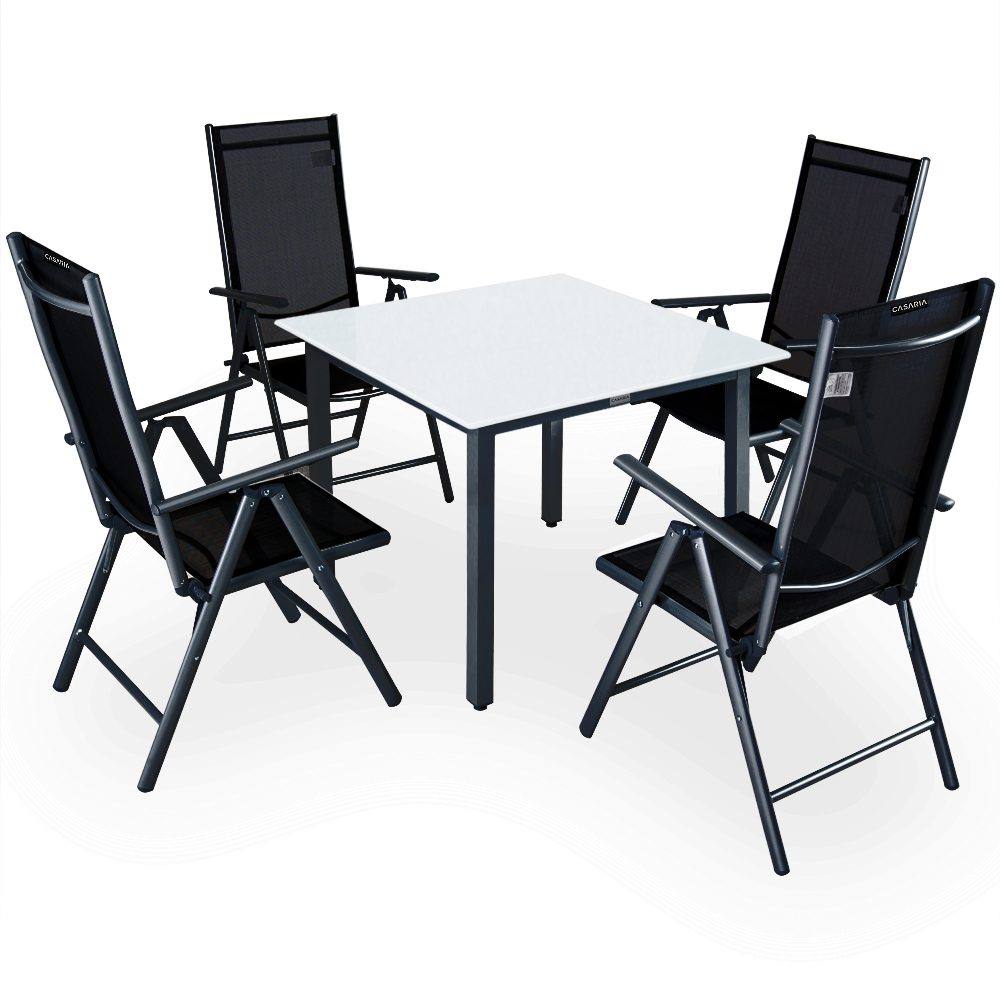 Garten-Sitzgruppe Bern 5-tlg Anthrazit Alu Milchglas